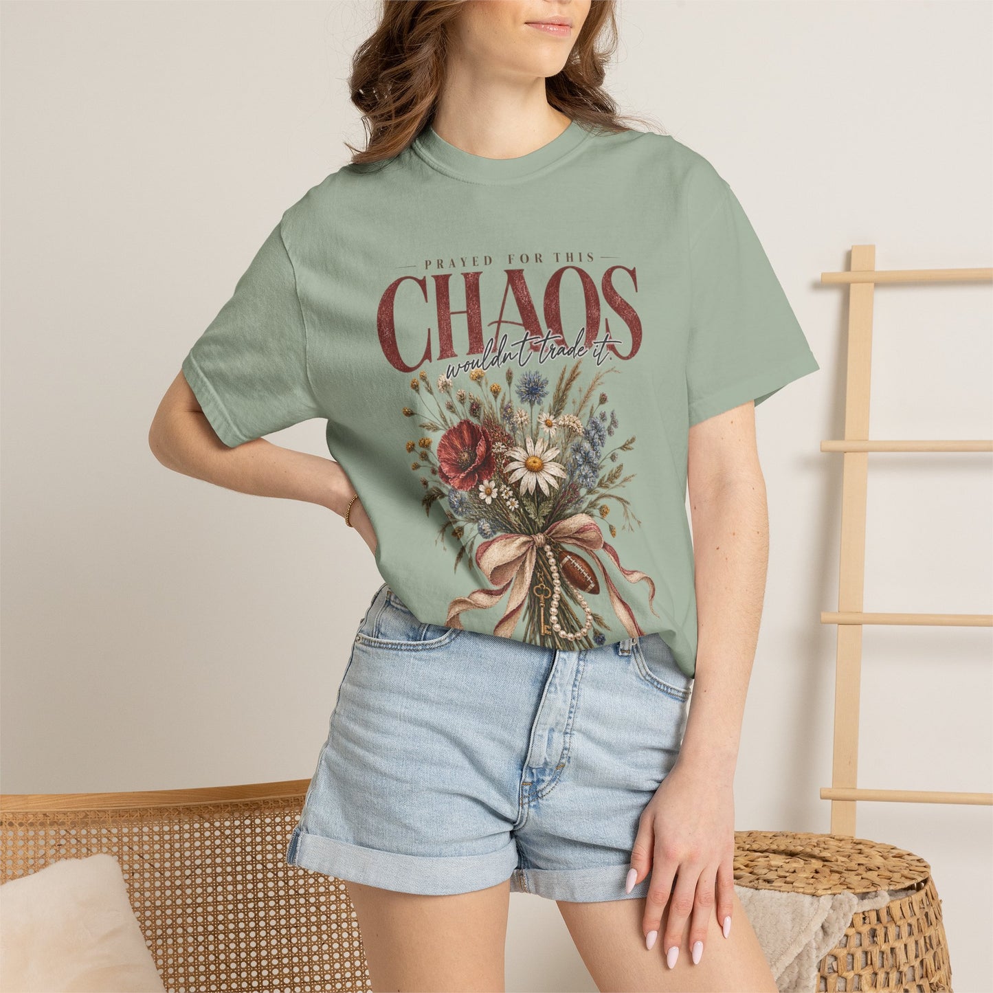 Prayed for This Chaos Shirt | Faith Based Sports Mom Tee | Football Mom Wildflower Shirt | Christian Mom