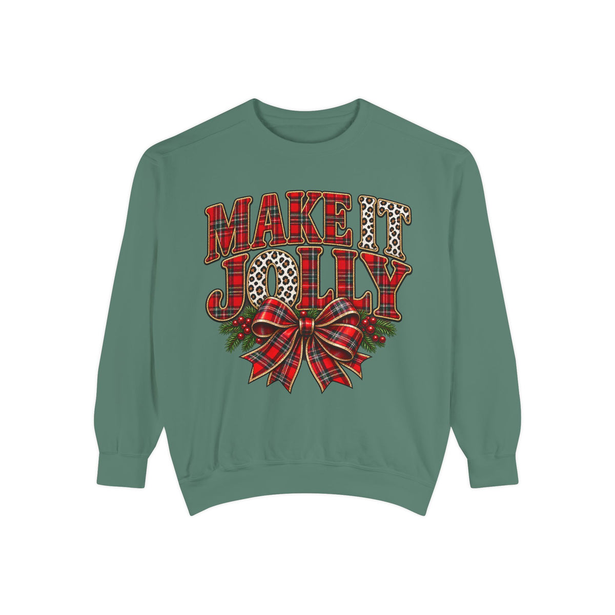 Merry Jolly Plaid Bow Sweatshirt