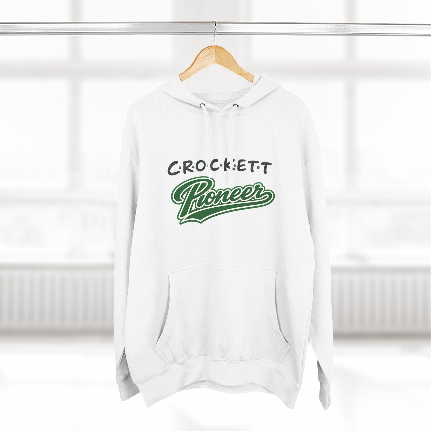 Crockett Pioneer Hoodie — Vintage Script Green Logo Fleece