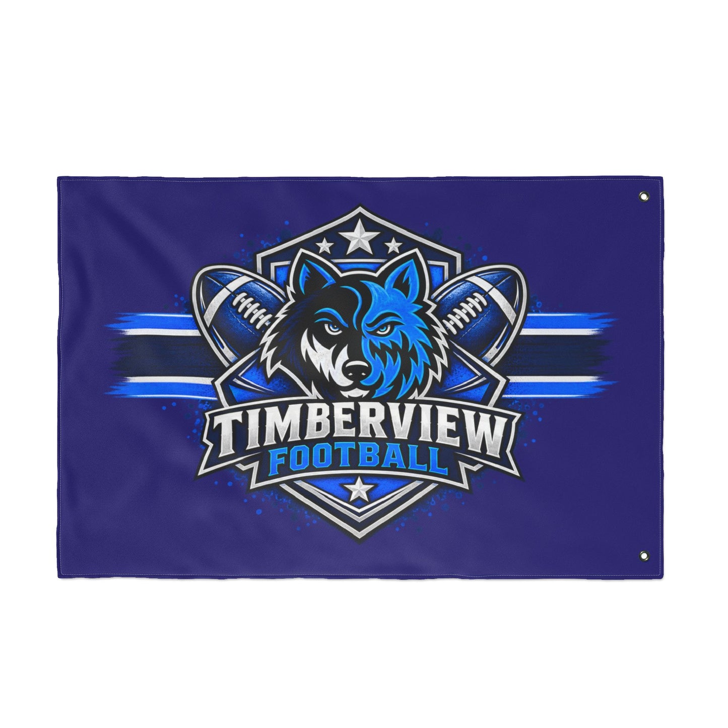 Timberview Football Wolf Flag - Double-Sided Team Banner