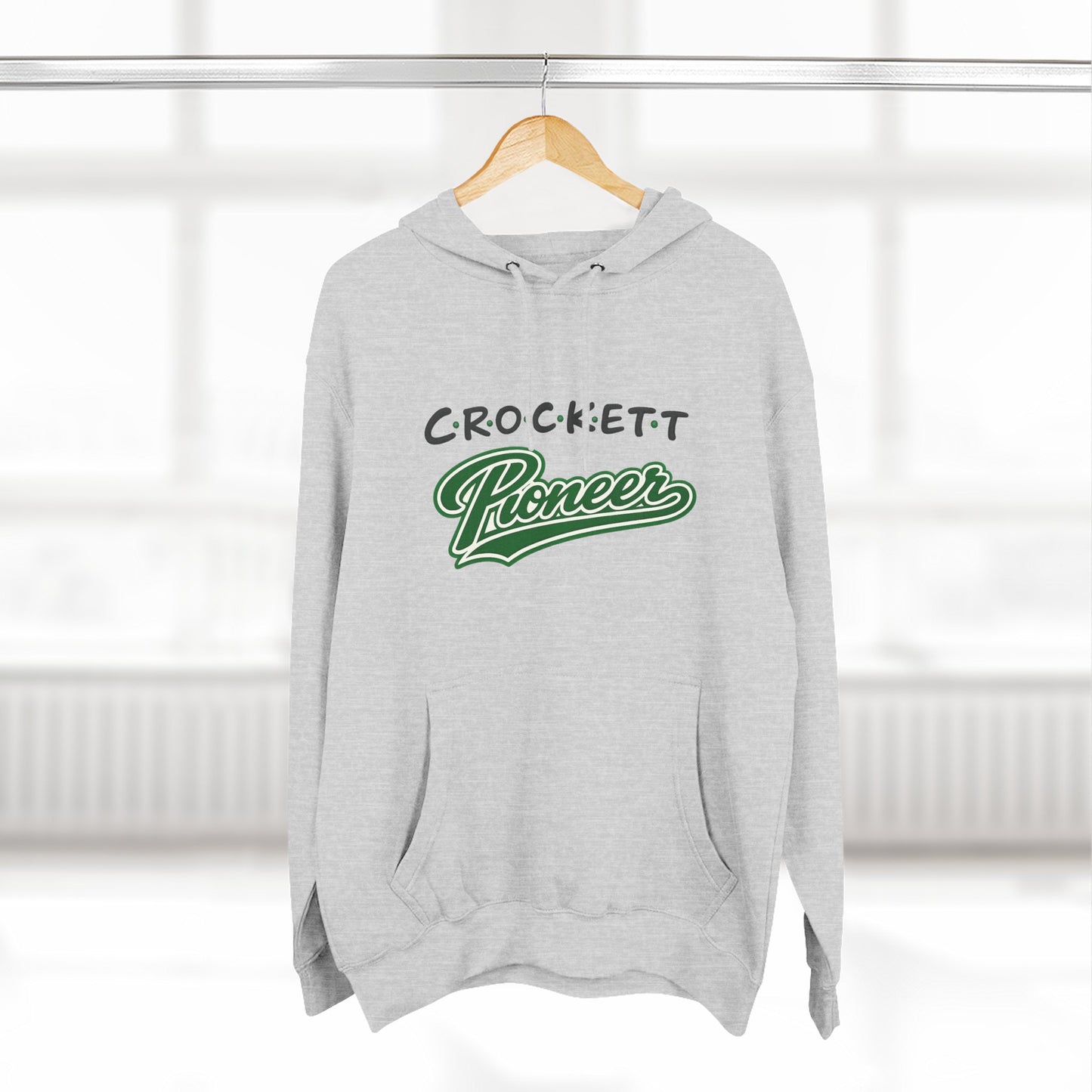 Crockett Pioneer Hoodie — Vintage Script Green Logo Fleece