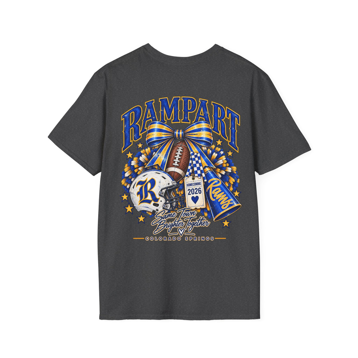Rampart High School Football Tee — 'Rampart' Vintage Helmet & Football Design