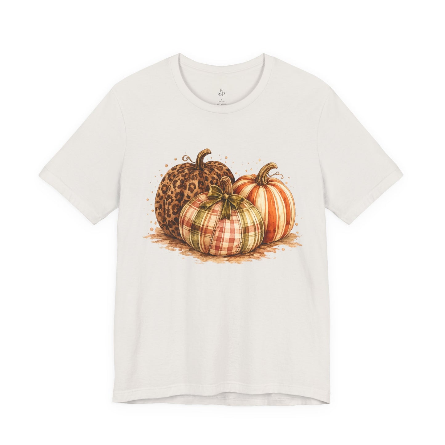 Plaid About Fall | Leopard & Plaid Pumpkin Graphic Tee Jersey Short Sleeve Tee