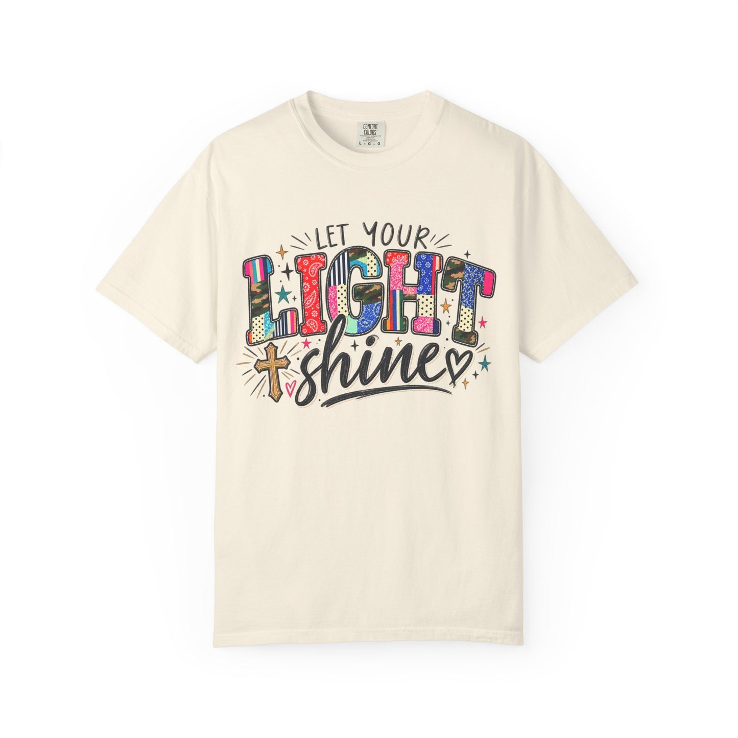 Let Your Light Shine T-shirt | Inspirational Christian Faith Cross Design