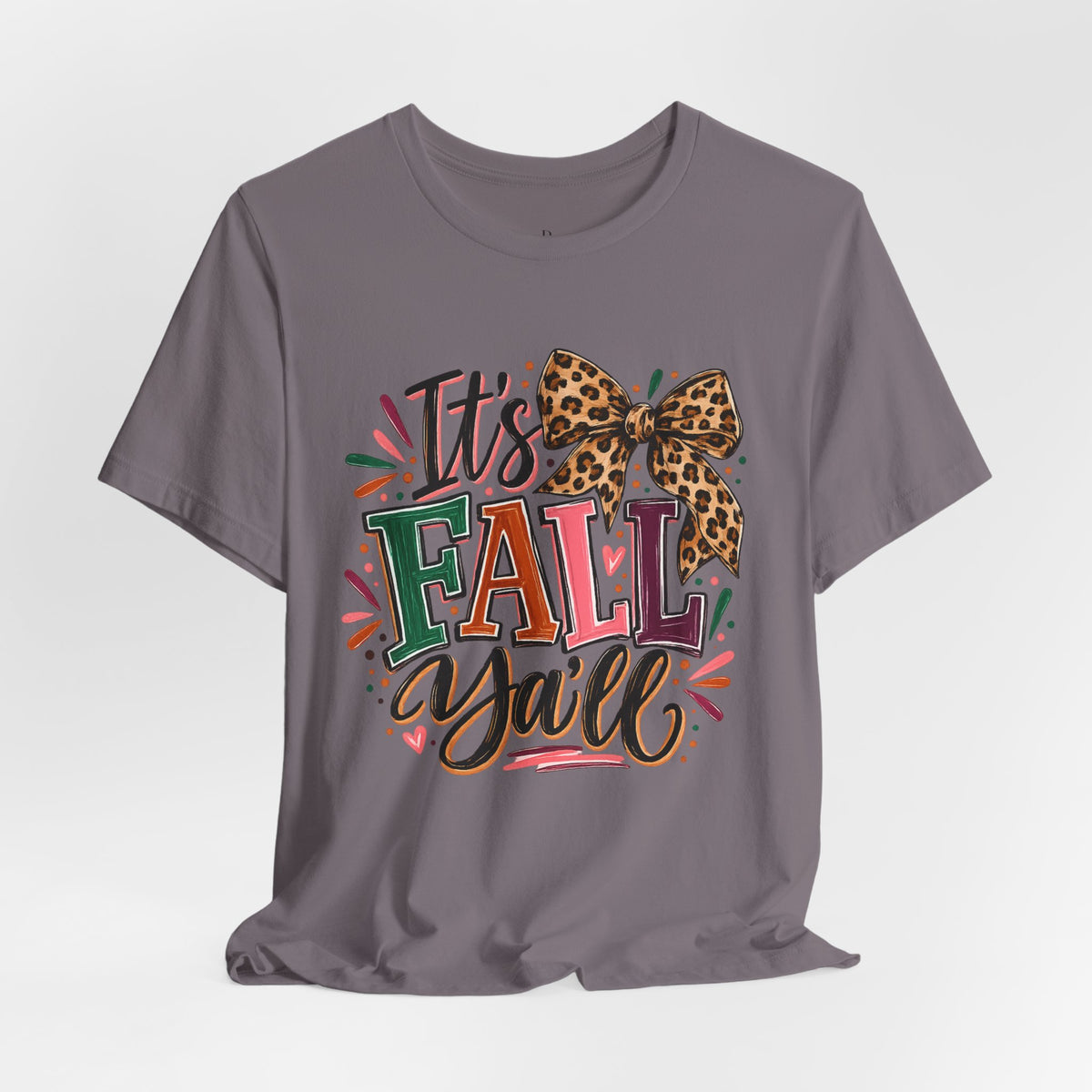 It's Fall Y'all Tee — Leopard Bow Autumn Graphic T-Shirt