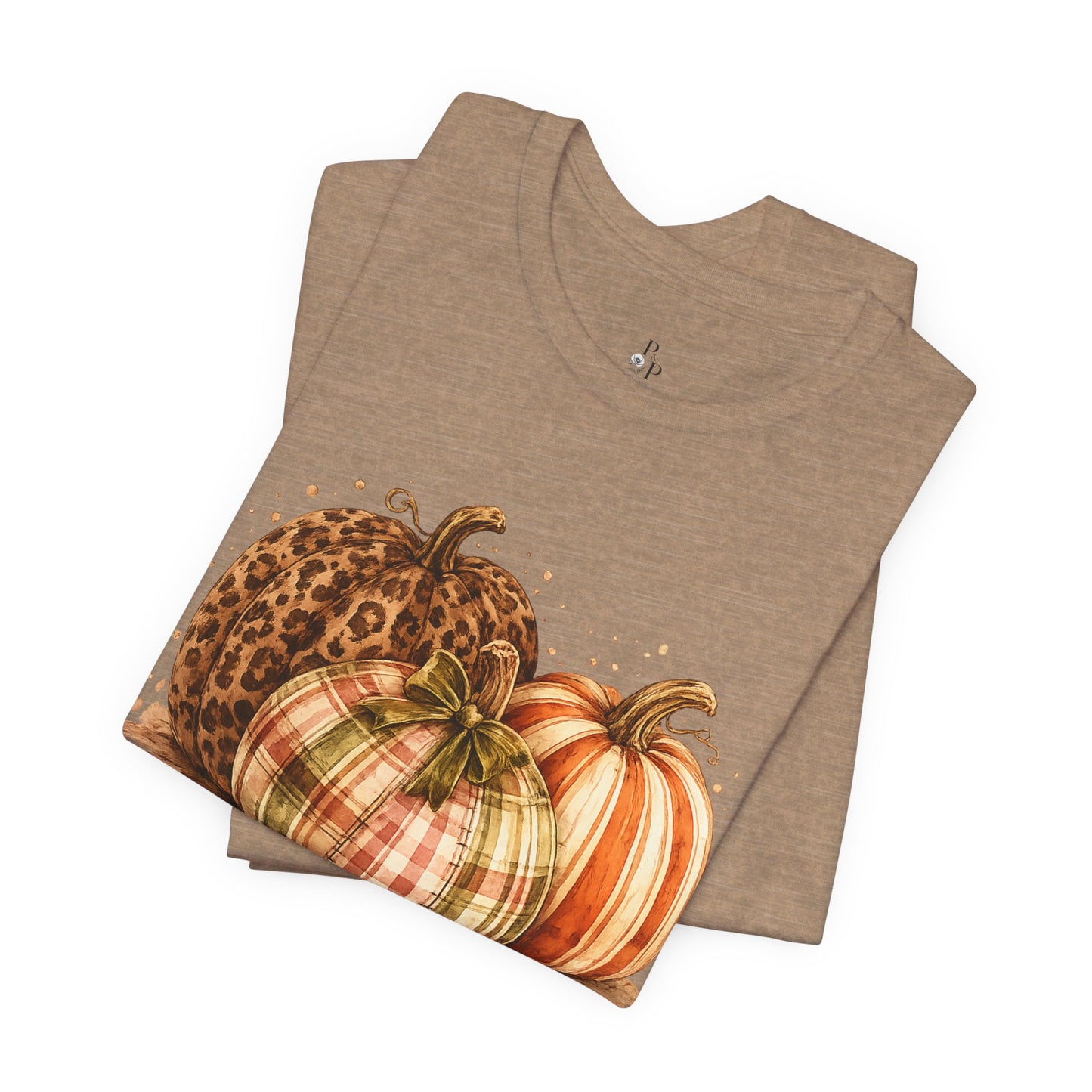 Plaid About Fall | Leopard & Plaid Pumpkin Graphic Tee Jersey Short Sleeve Tee