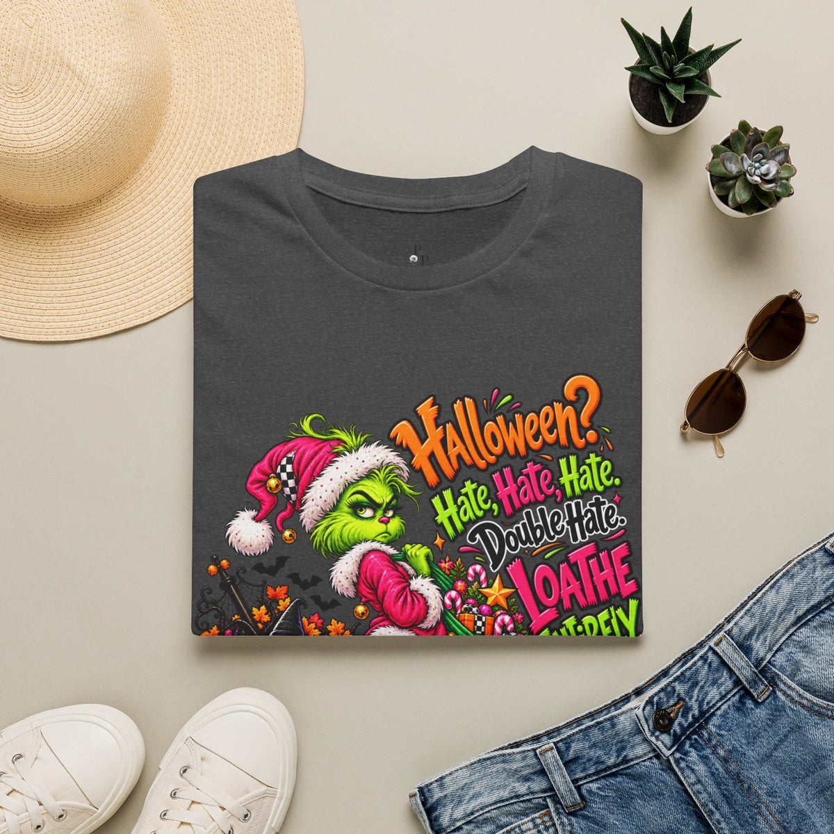 Grinch Halloween T-Shirt — "Halloween? Bah Humbug!" Festive Spooky Holiday Tee