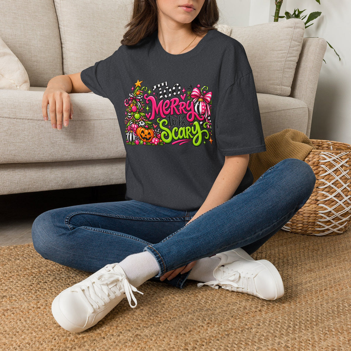 Merry to be Scary Christmas Halloween T-Shirt — Cute Spooky Holiday Graphic Tee