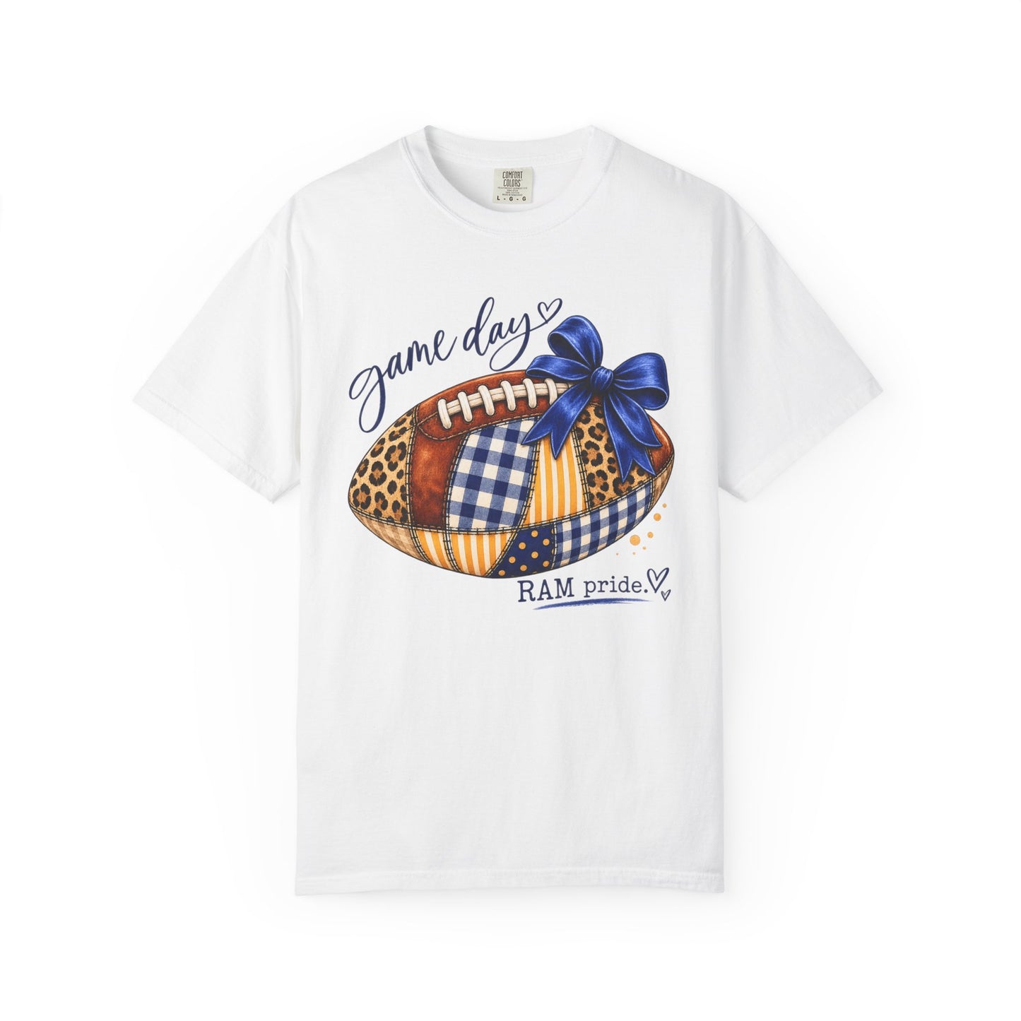 Game Day Football Tee — RAM Pride Patchwork Design