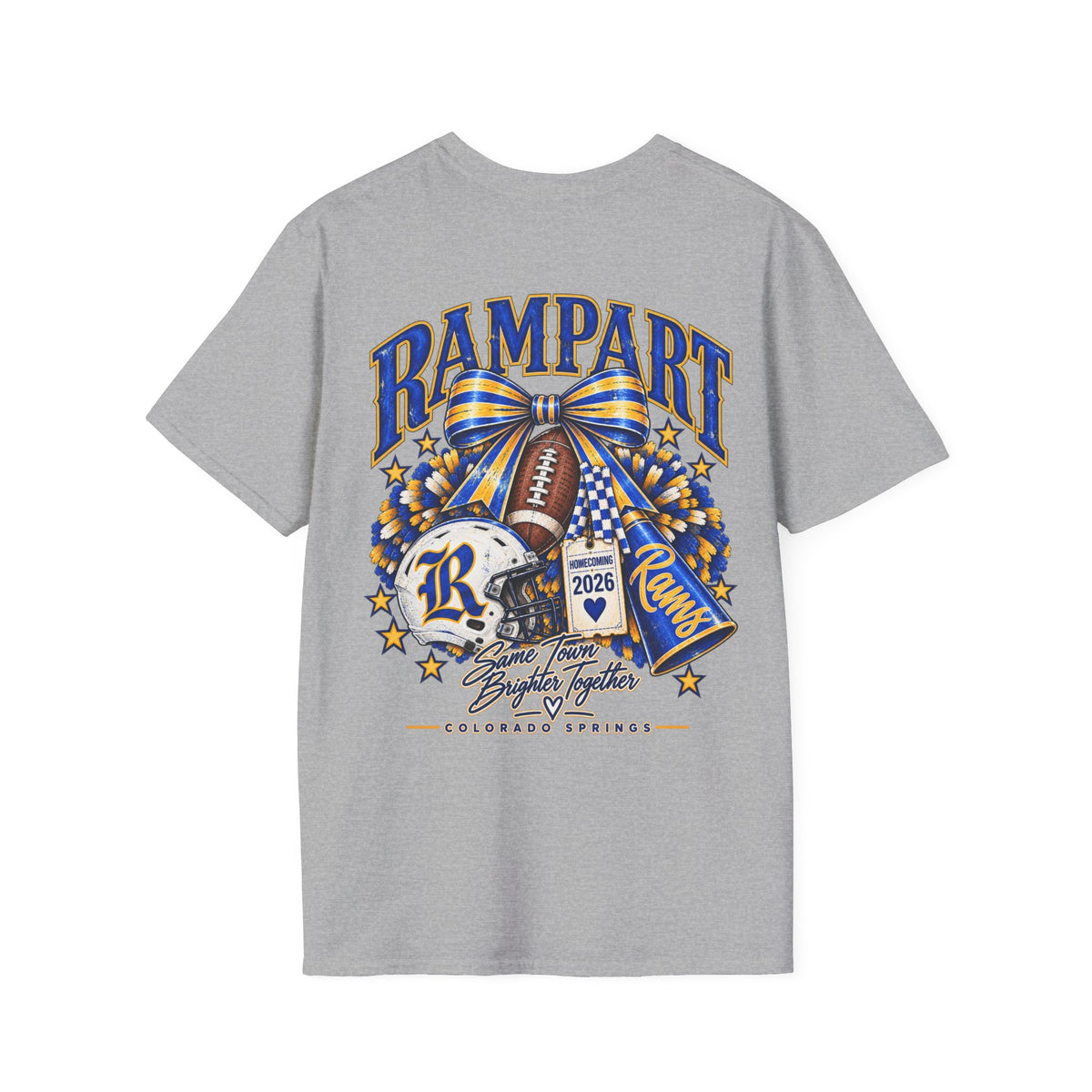 Rampart High School Football Tee — 'Rampart' Vintage Helmet & Football Design