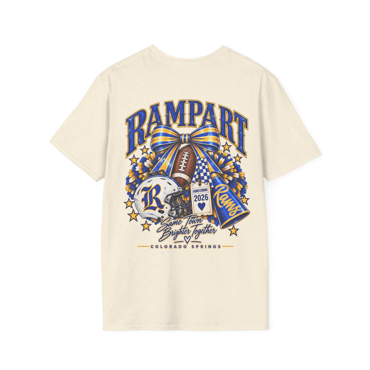 Rampart High School Football Tee — 'Rampart' Vintage Helmet & Football Design