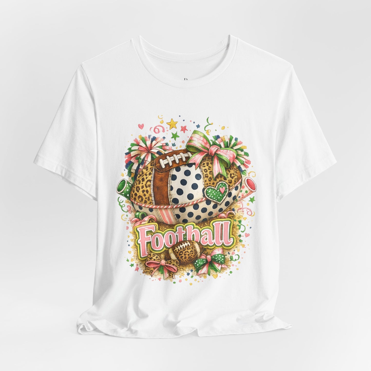Football Cheer Graphic Tee — Cute Floral & Leopard Sports Shirt