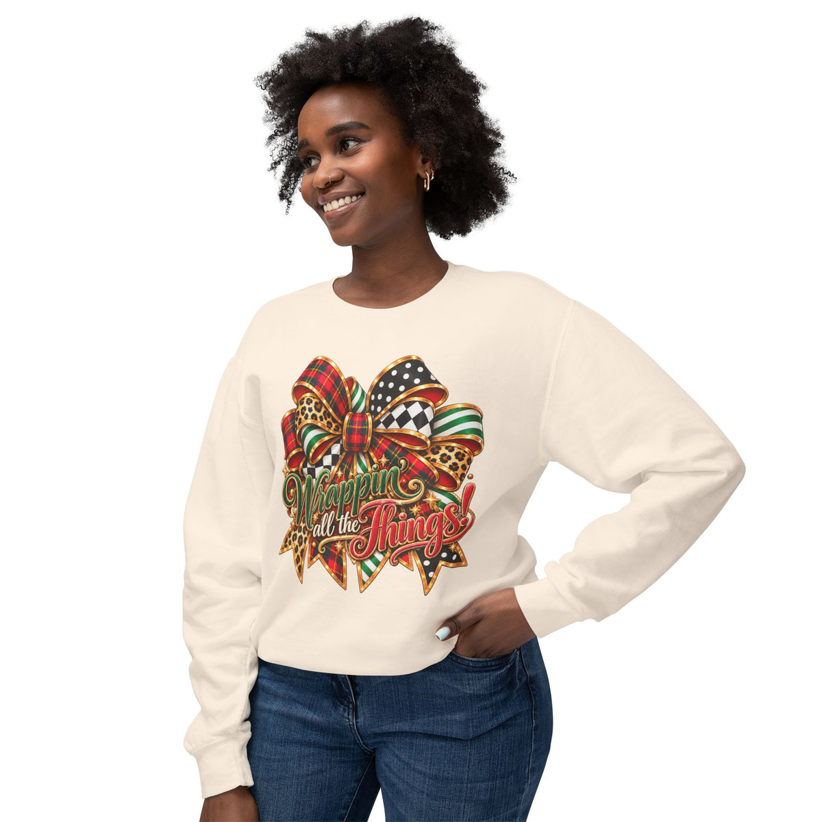 Wrapped in All the Things Christmas Bow Sweatshirt