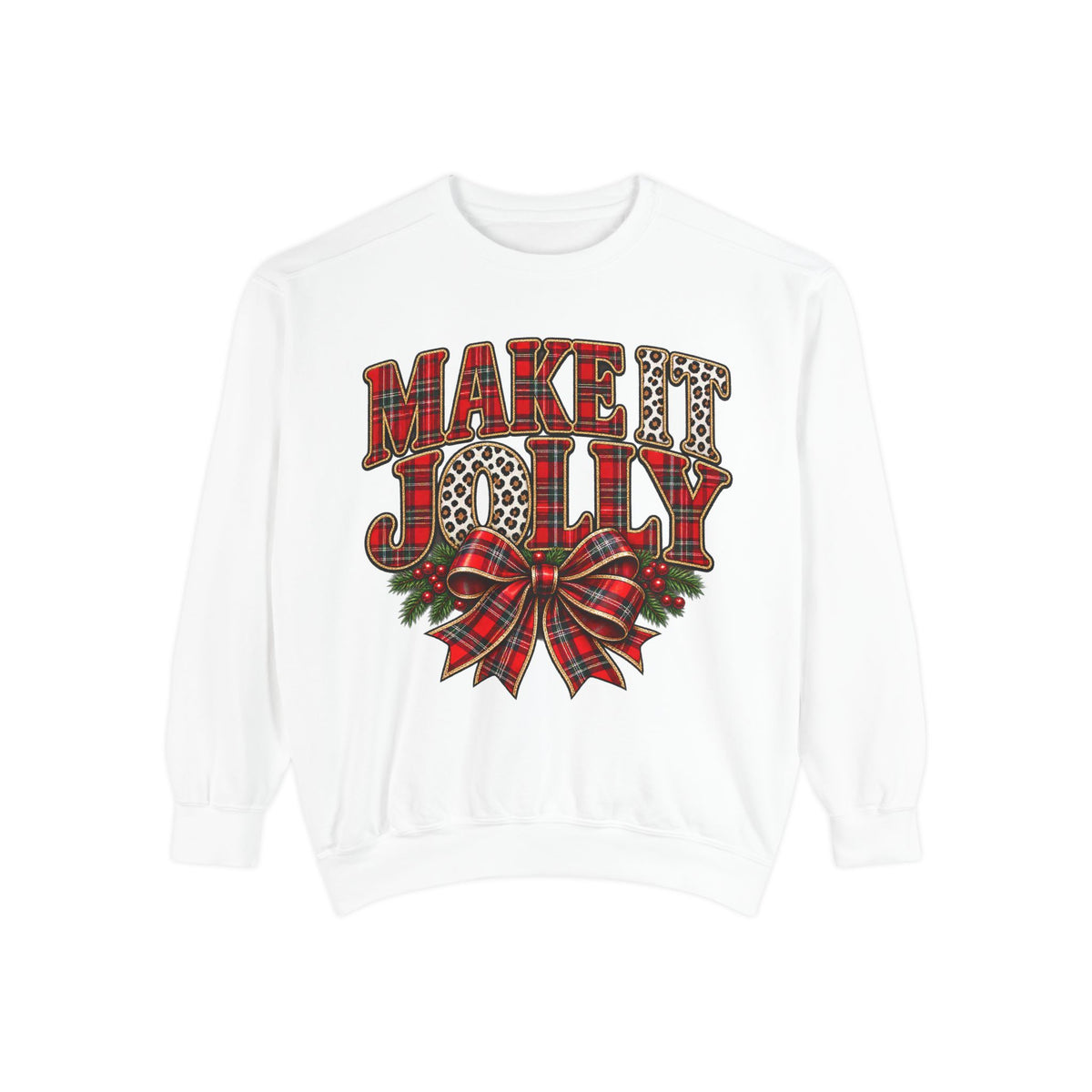 Merry Jolly Plaid Bow Sweatshirt