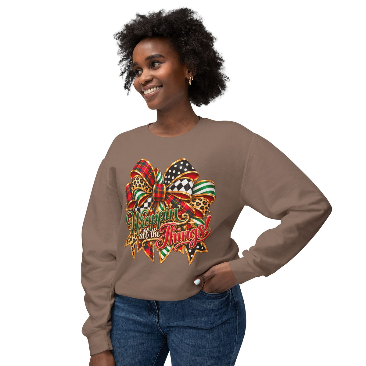 Wrapped in All the Things Christmas Bow Sweatshirt