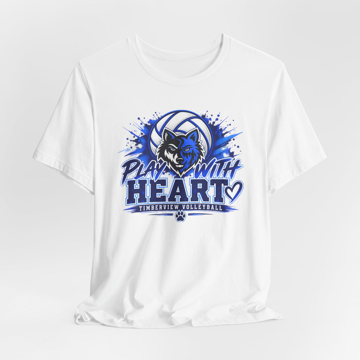 Play With Heart Volleyball T-Shirt — Wolf Mascot Team Tee