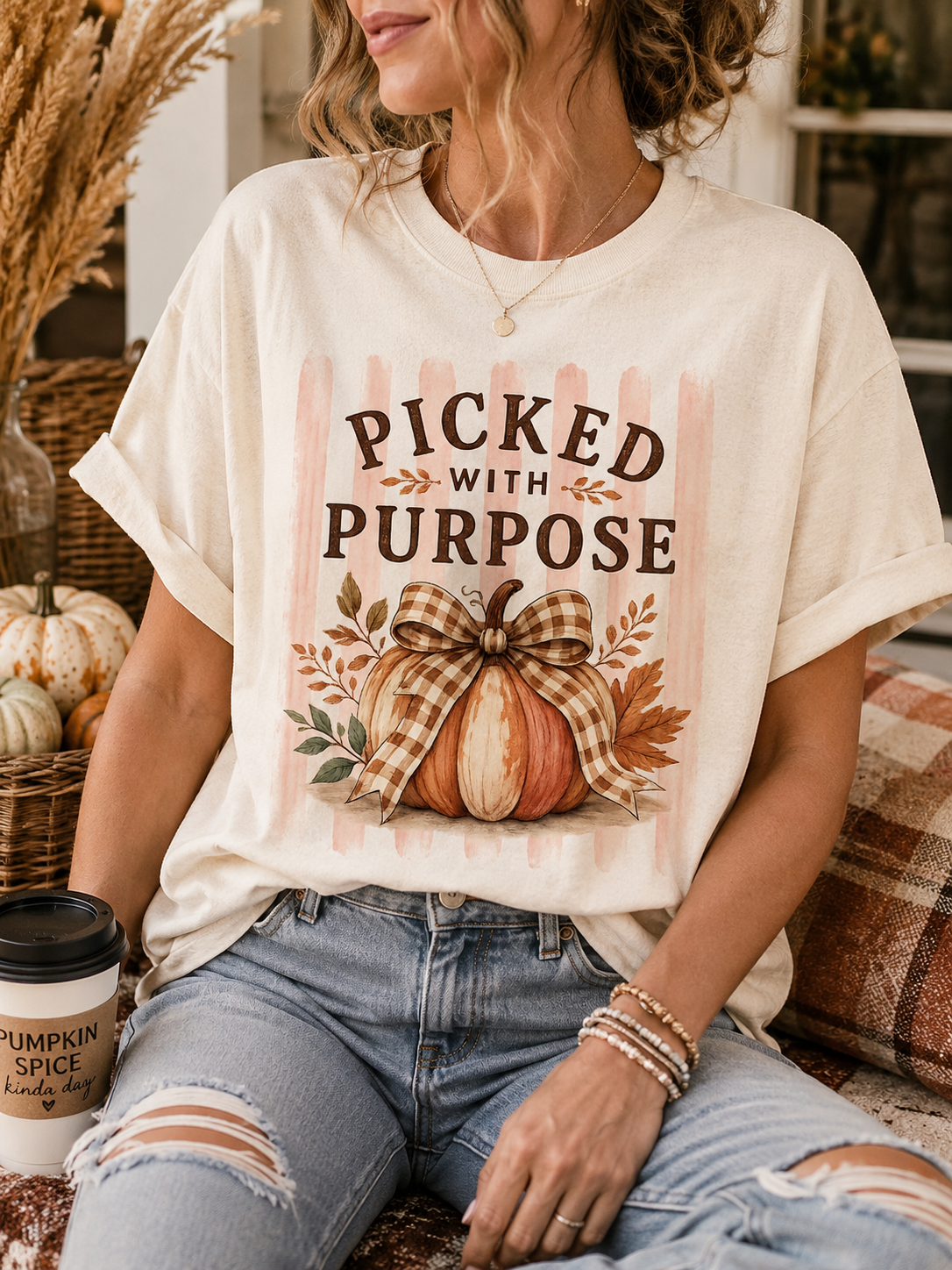 Picked With Purpose Pumpkin Tee — Fall Harvest Autumn Shirt