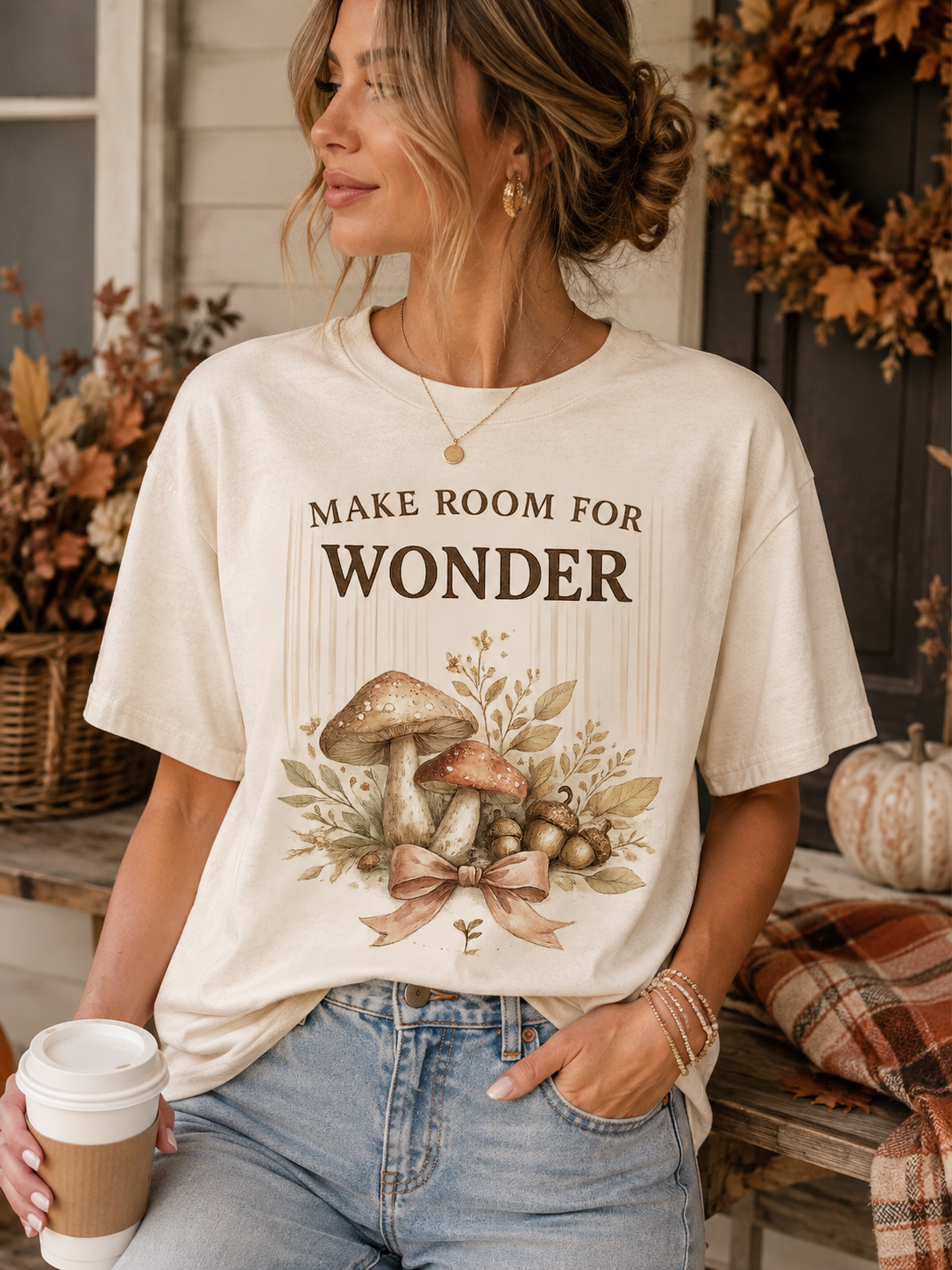 Make Room for Wonder T-Shirt — Botanical Mushroom Graphic Tee