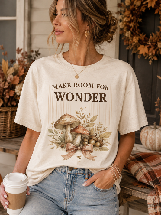 Make Room for Wonder T-Shirt — Botanical Mushroom Graphic Tee