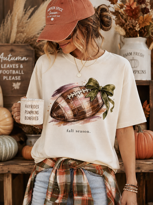 Fall Season Plaid Football Tee