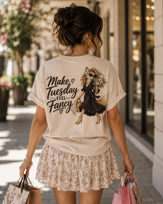 Make Tuesday Feel Fancy Tee — Stylish Fox Graphic Women's Cute Casual Shirt