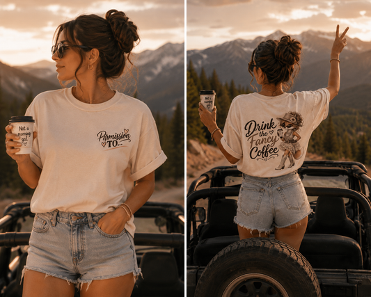 Drink the Fancy Coffee T-Shirt — Cute Steampunk Fox Coffee Tee