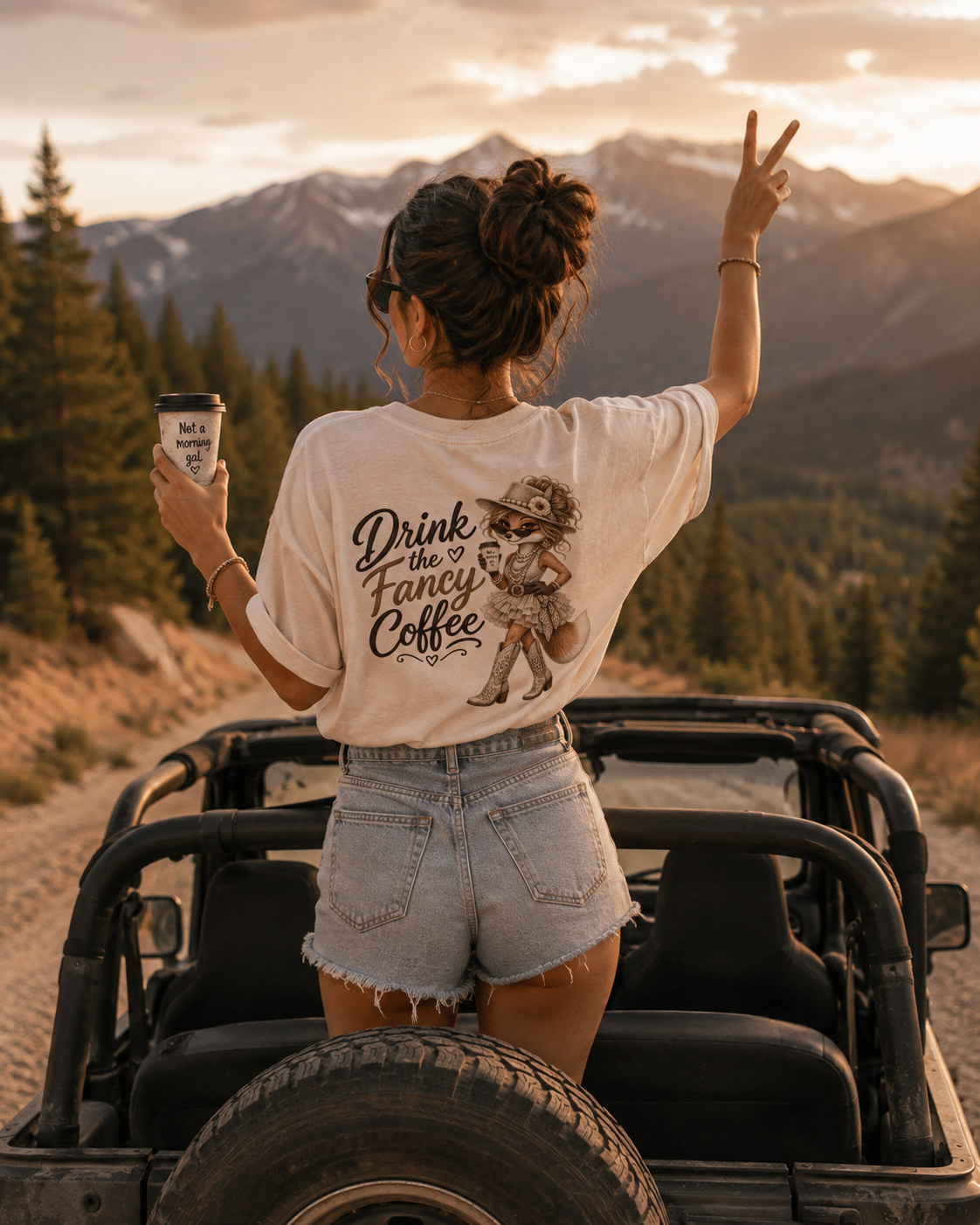 Drink the Fancy Coffee T-Shirt — Cute Steampunk Fox Coffee Tee