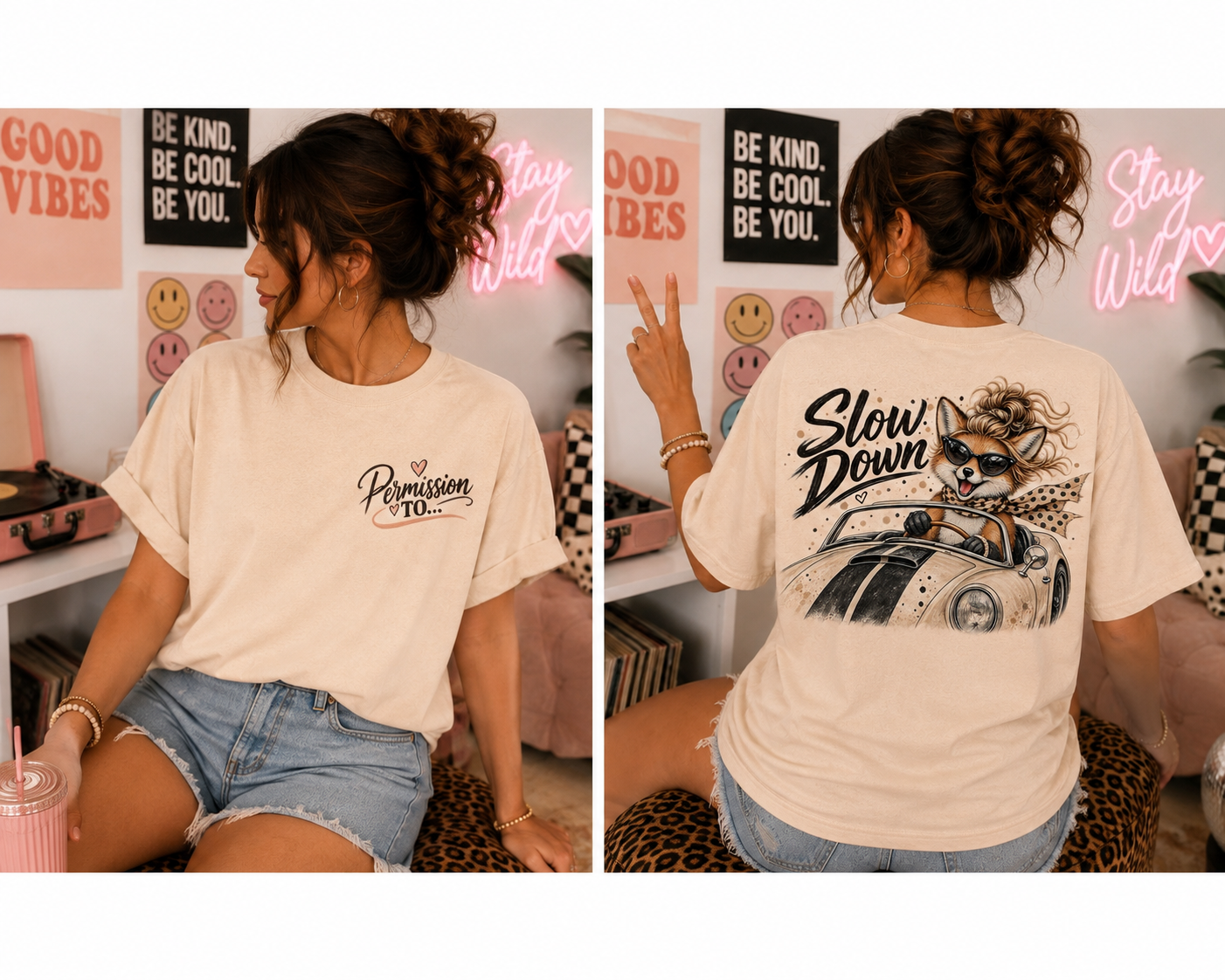 Slow Down Racer Cat Tee — "Permission To…" Retro Driving Graphic T-Shirt