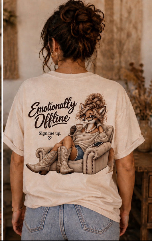 T‑Shirt — "Emotionally Offline" Relaxed Fox Graphic Tee