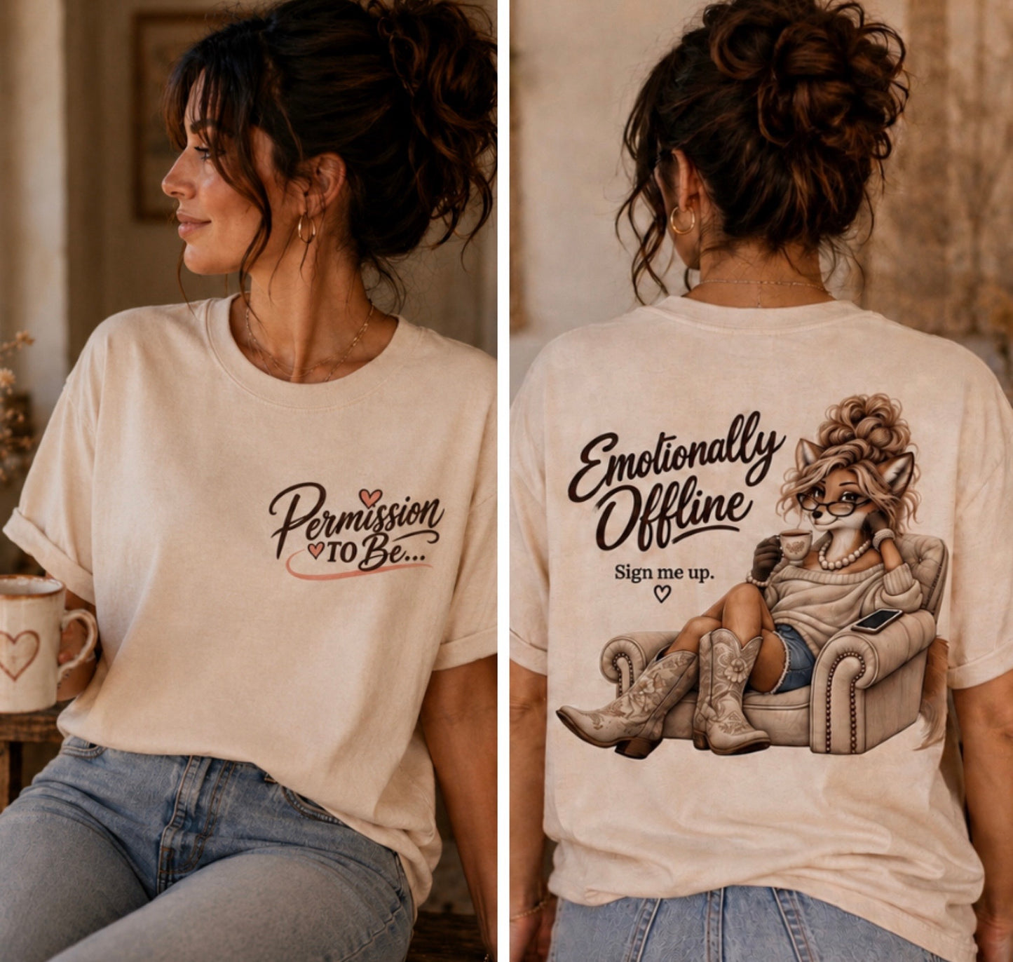 T‑Shirt — "Emotionally Offline" Relaxed Fox Graphic Tee
