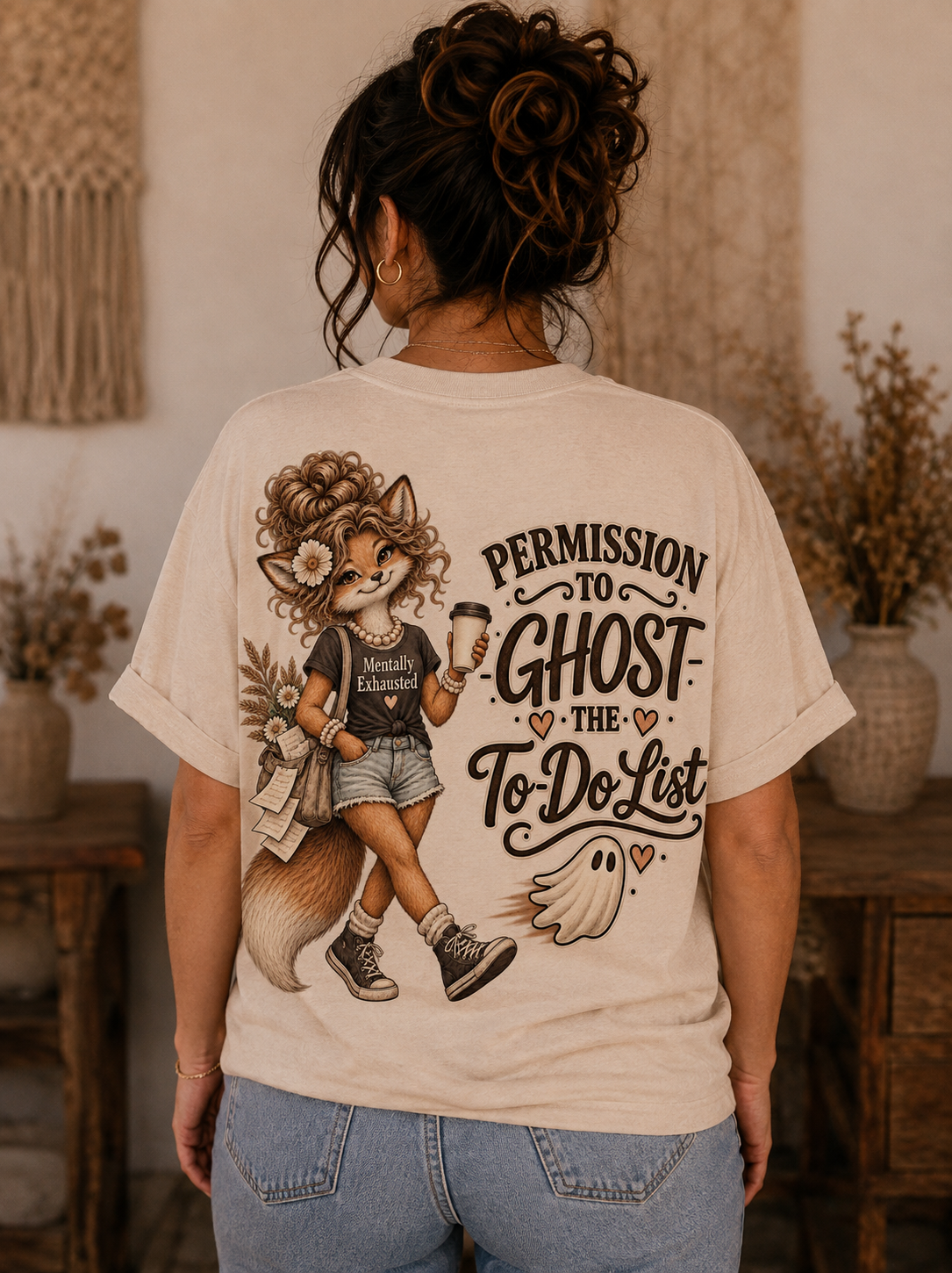 Ghost the To-Do List T-Shirt — Cute Fox Girl Halloween Graphic Tee