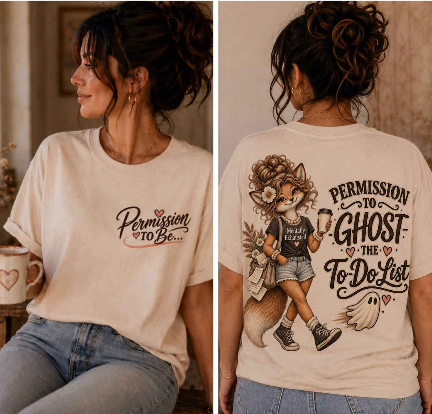 Ghost the To-Do List T-Shirt — Cute Fox Girl Halloween Graphic Tee