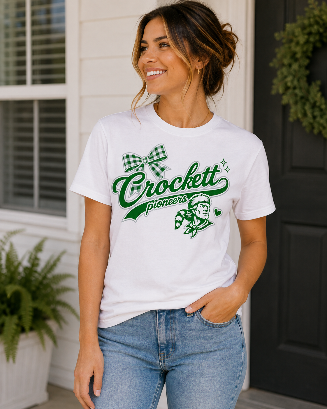 Crockett Pioneers Retro Logo T-Shirt — Vintage Green Script Tee