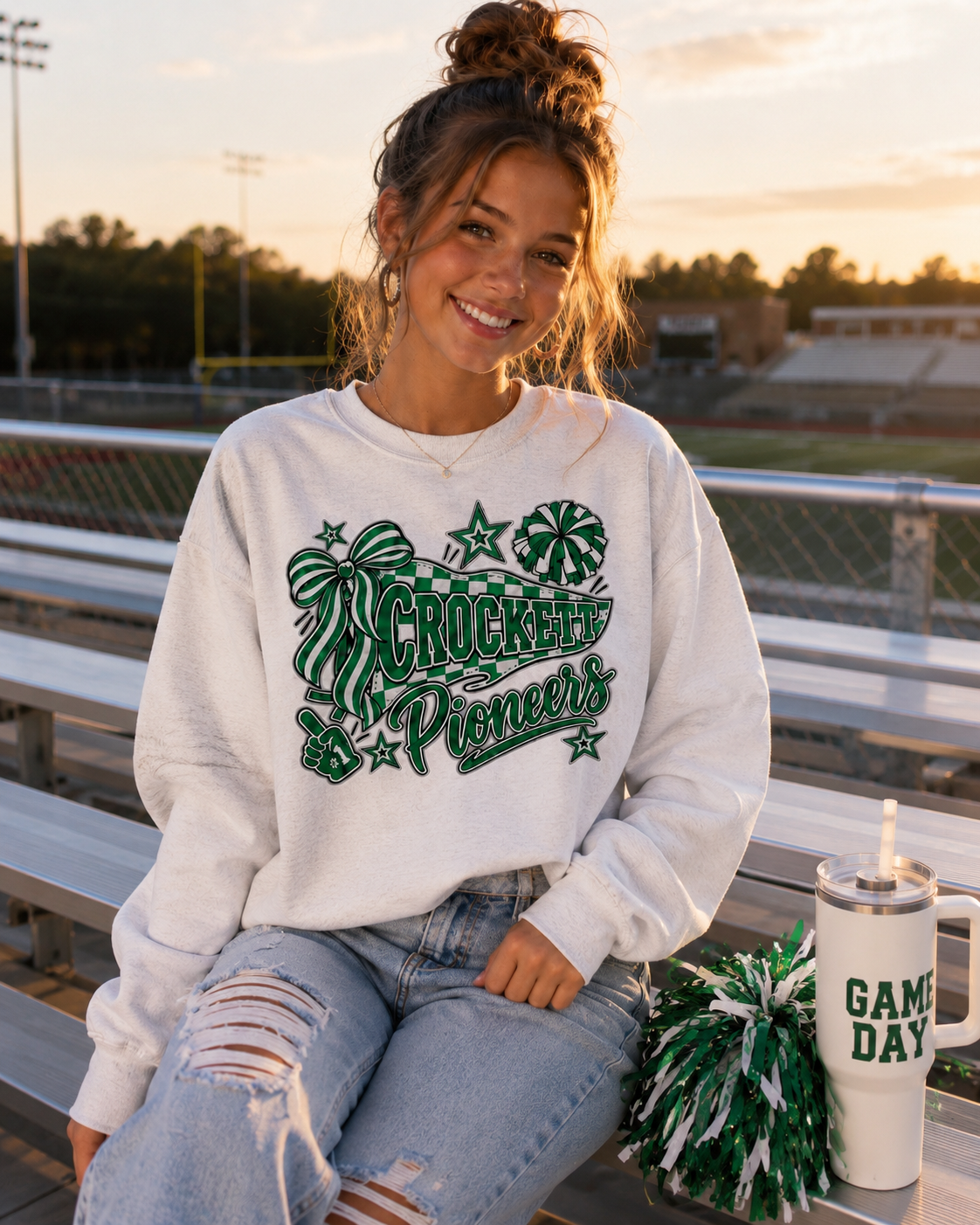 Crockett Pioneers Green  Crewneck Sweatshirt