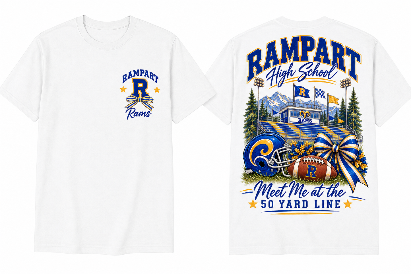 Rampart High School Football T-Shirt – 'Meet Me at the 50 Yard Line' Team Tee