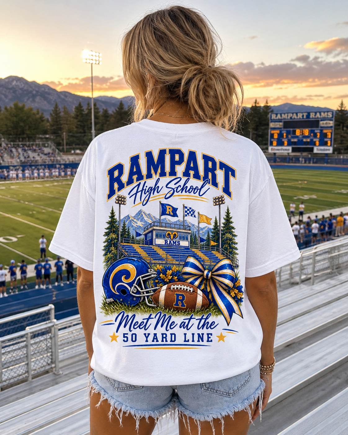 Rampart High School Football T-Shirt – 'Meet Me at the 50 Yard Line' Team Tee