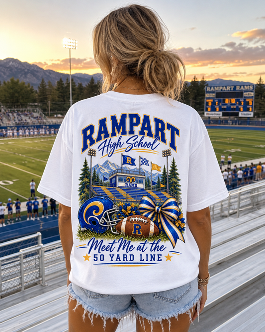 Rampart High School Football T-Shirt – 'Meet Me at the 50 Yard Line' Team Tee