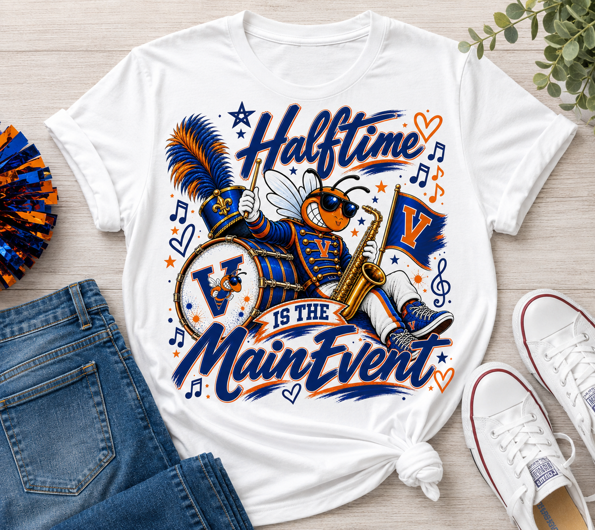 Halftime Is the Main Event Shirt | Marching Band Mom Tee | Band Parent Shirt | Saxophone Band Shirt | Personalized School Spirit Tee