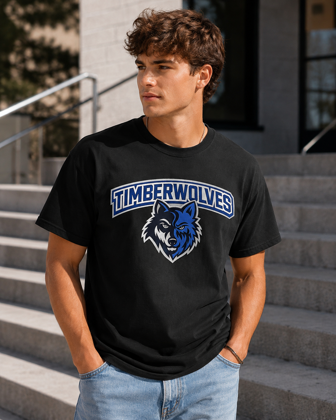 Timberwolves Custom Mascot - Unisex Oversized Boxy Tee