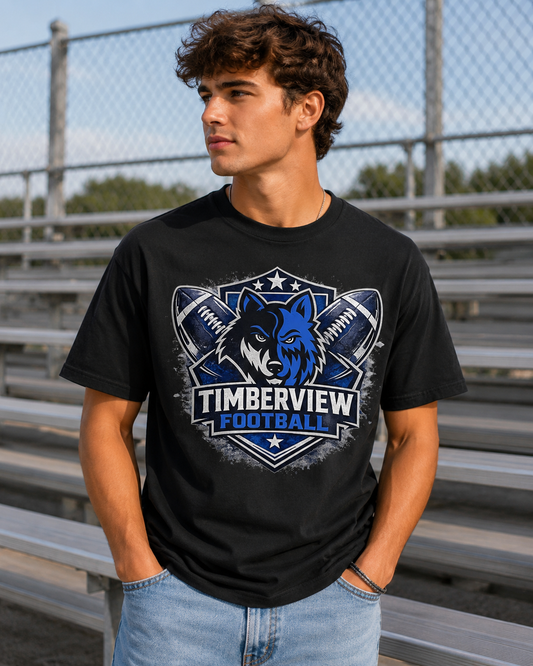 Timberview Football Wolf Logo T-Shirt