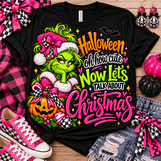 Halloween Then Christmas Now T-Shirt — Grinch & Jack-o’-Lantern Holiday Mashup Tee