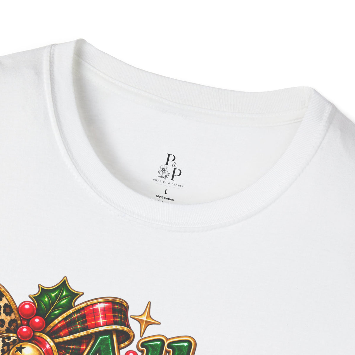 All Is Not Calm Christmas T-Shirt, Festive Holly and Poinsettia Design