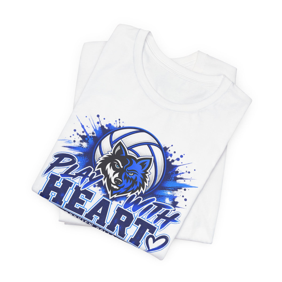 Play With Heart Volleyball T-Shirt — Wolf Mascot Team Tee