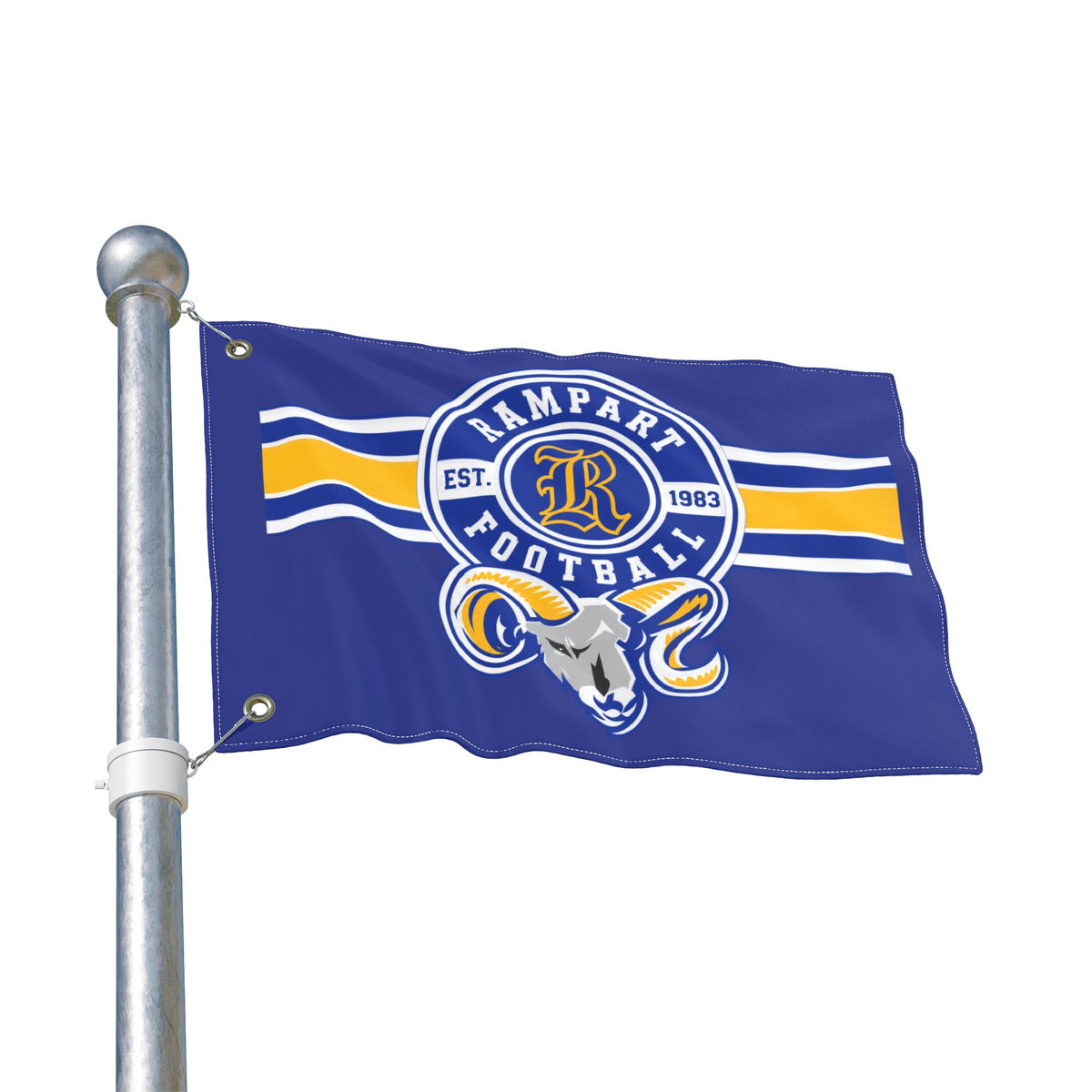 Rampart Football Double-Sided Team Flag – Blue & Gold Rams Banner