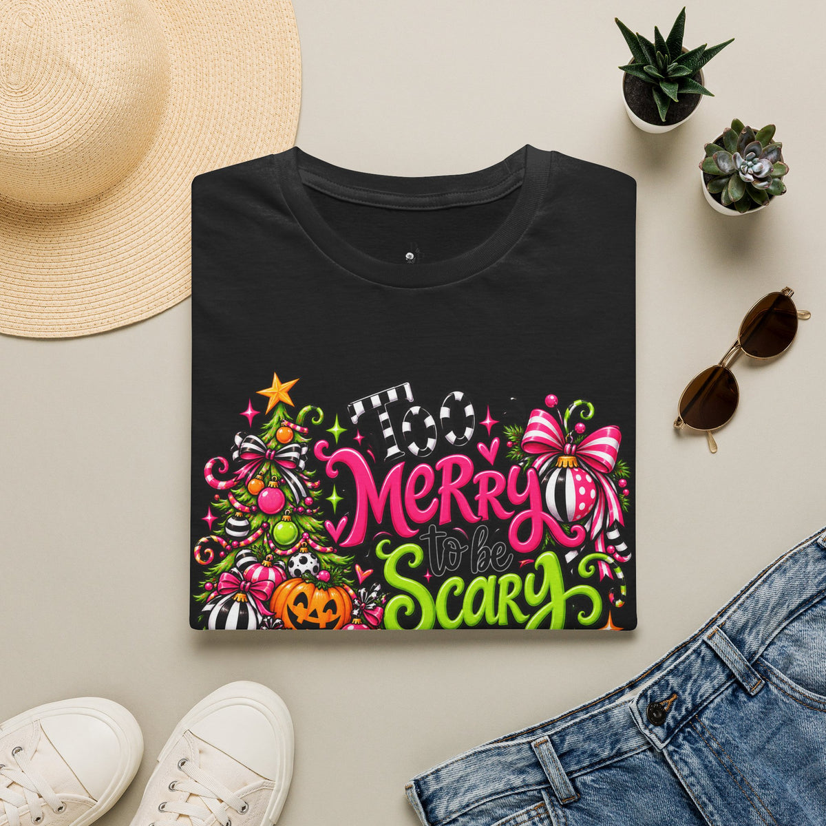 Merry to be Scary Christmas Halloween T-Shirt — Cute Spooky Holiday Graphic Tee