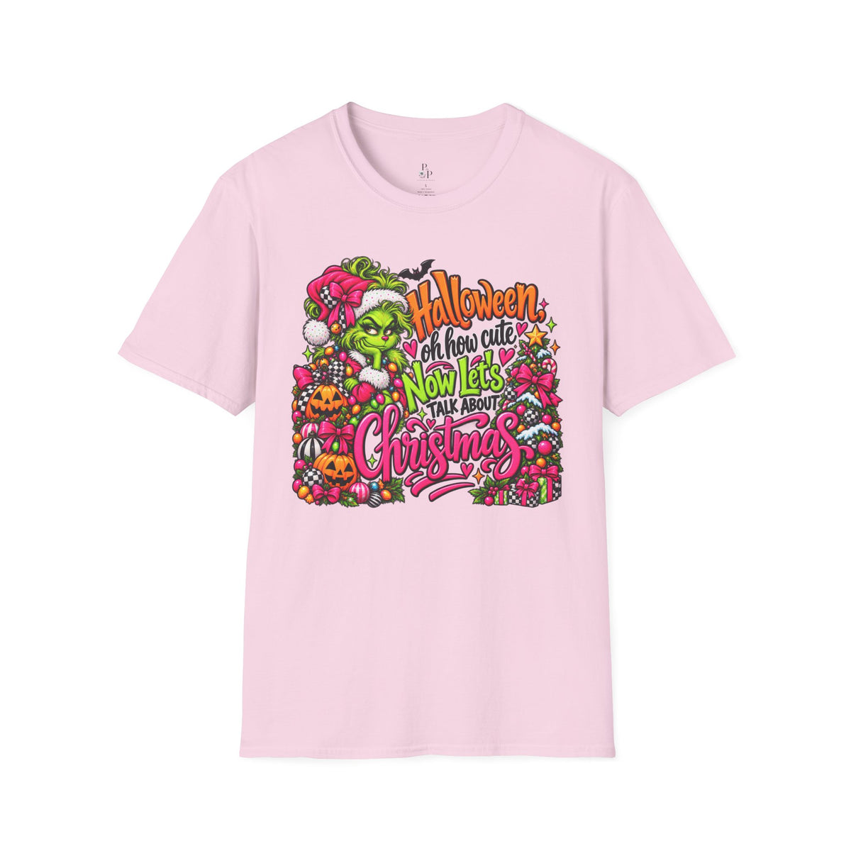Halloween Then Christmas Now T-Shirt — Grinch & Jack-o’-Lantern Holiday Mashup Tee