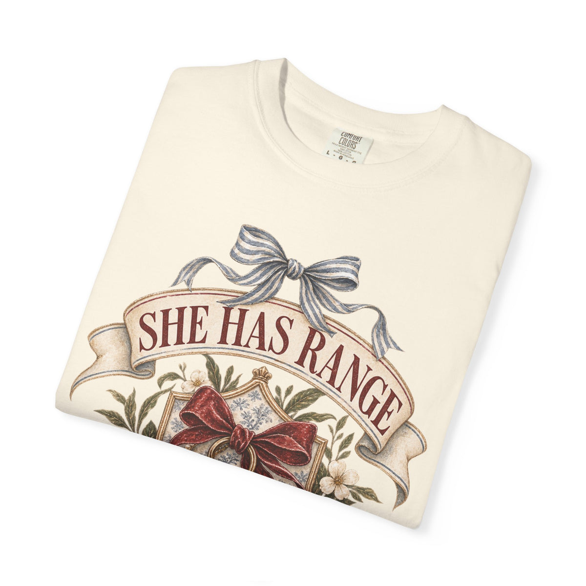 She Has Range Shirt | Funny Mom Graphic Tee | Prayer Profanity Avoidance Carpool Shirt | Vintage Preppy Faith Mom T-Shirt