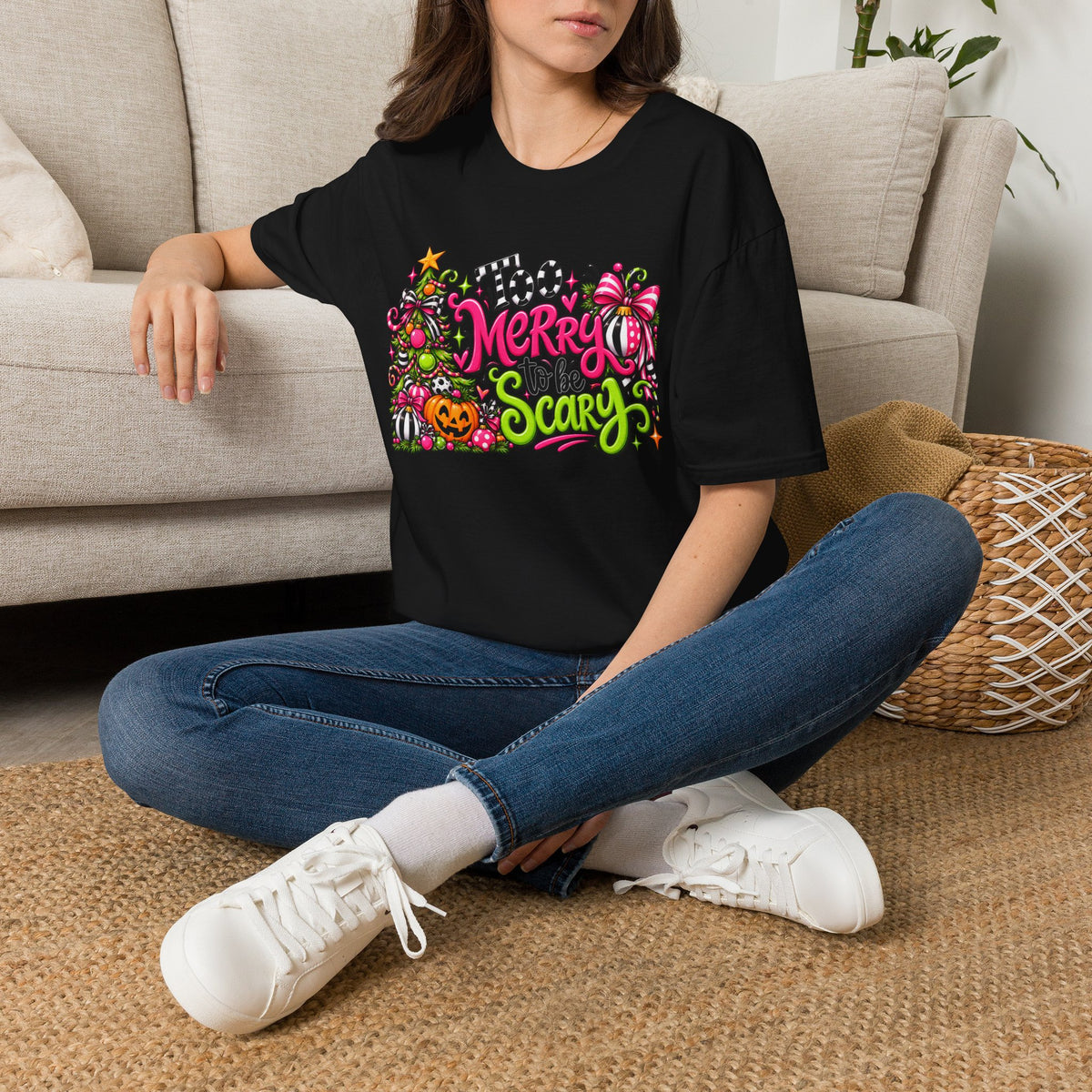 Merry to be Scary Christmas Halloween T-Shirt — Cute Spooky Holiday Graphic Tee