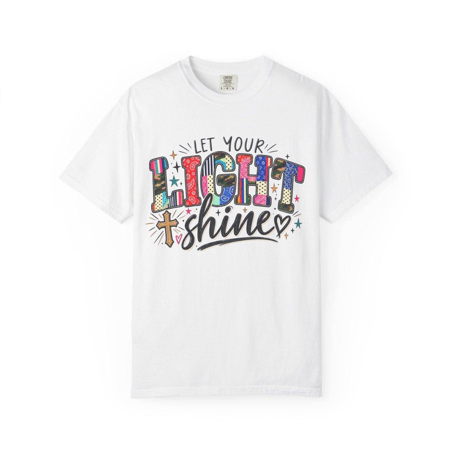 Let Your Light Shine T-shirt | Inspirational Christian Faith Cross Design