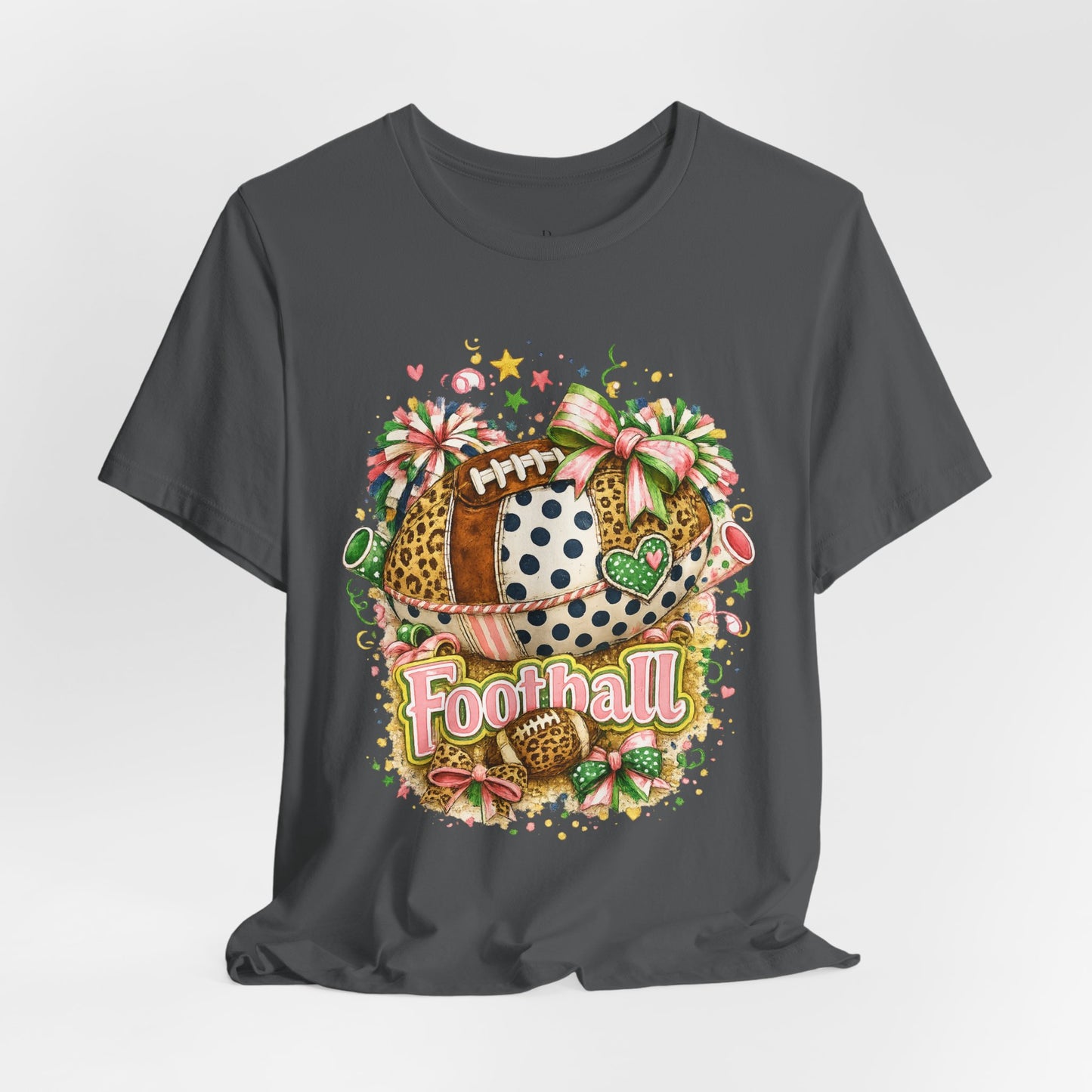 Football Cheer Graphic Tee — Cute Floral & Leopard Sports Shirt